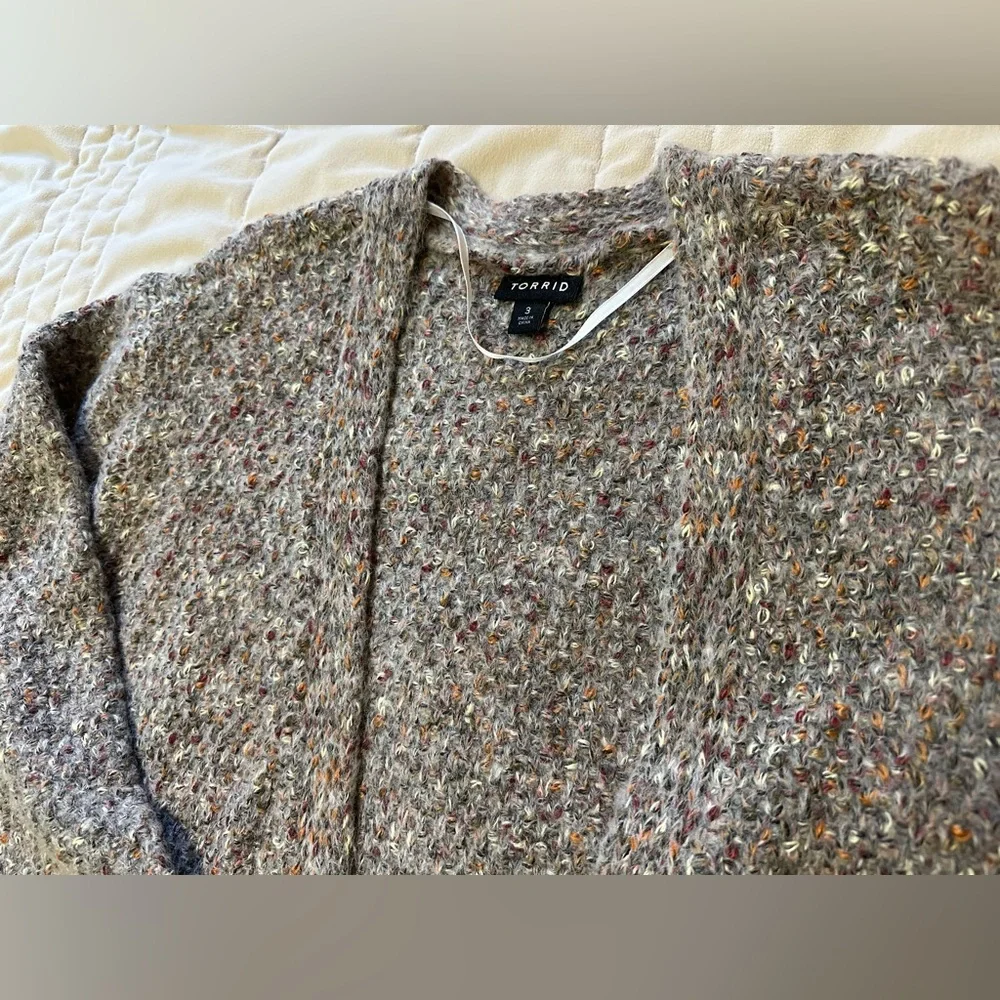 🩶TORRID Gray Marled Fuzzy Wool Knit Cardigan - Picture 7 of 16